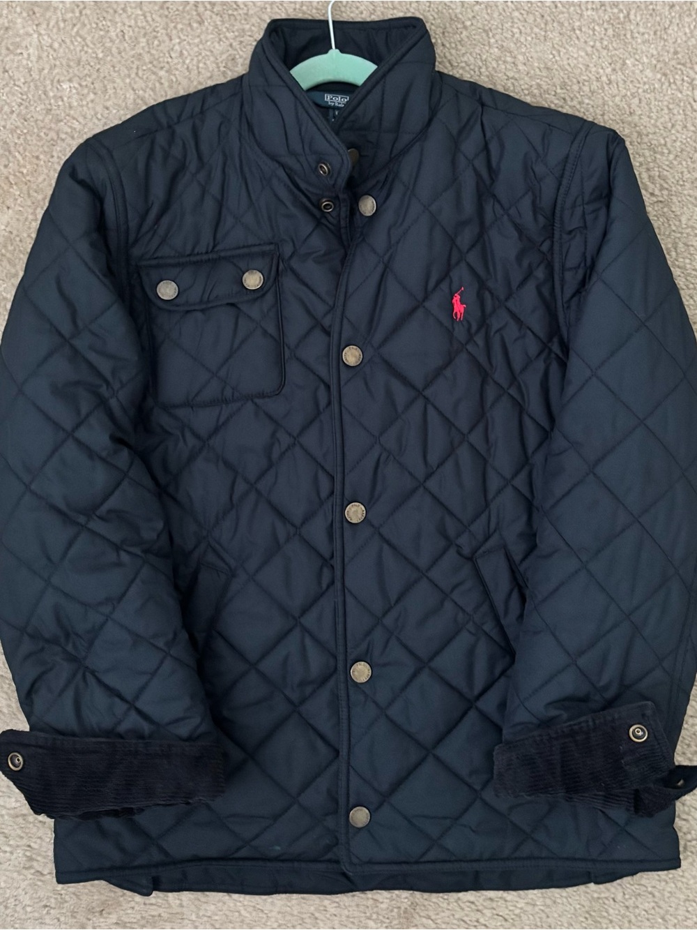 Polo by Ralph Lauren Kids Quilted Jacket in Black with Red Logo